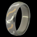 Titanring mit Gold Silber Streifen